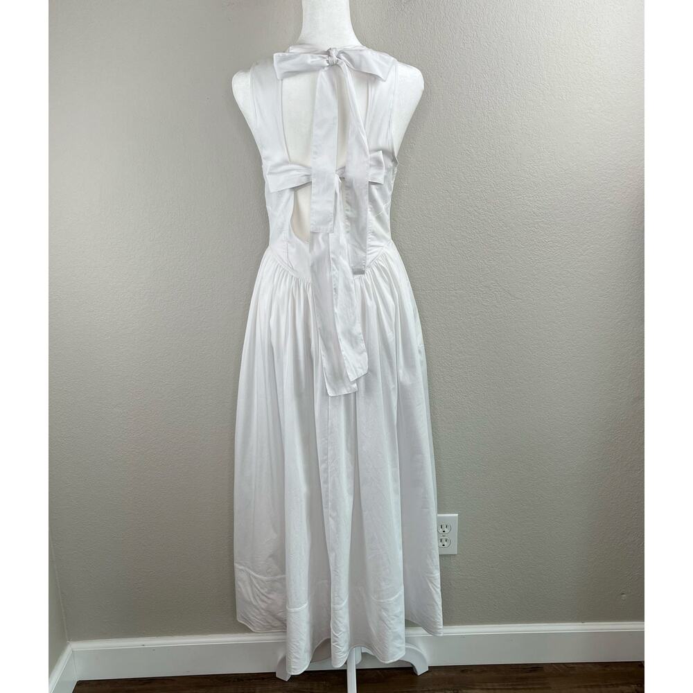 Cinq A Sept White Benita Double Bow Back Sleeveless Crewneck Midi Dress 2 NWOT - Picture 16 of 16